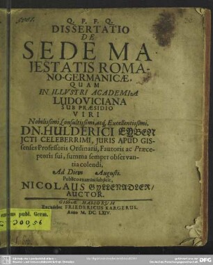 De sede majestatis Romano-Germanicae
