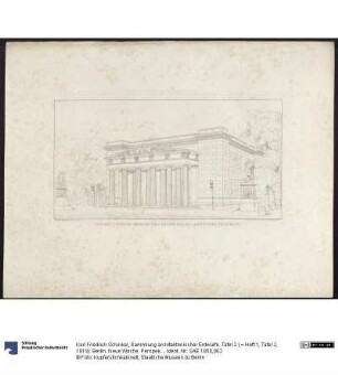 Sammlung architektonischer Entwürfe. Tafel 2 ( = Heft 1, Tafel 2, 1819): Berlin. Neue Wache. Perspektivische Ansicht