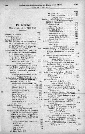 Sitzung 18, 7. April 1921