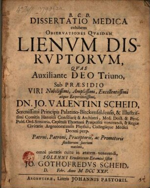 Diss. med. exhibens observationes quasdam lienum disruptorum