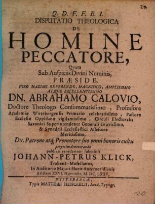 Disp. theol. de homine peccatore