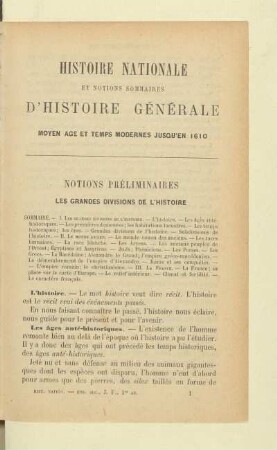 Notions préliminaires Les grandes divisions de l'histoire