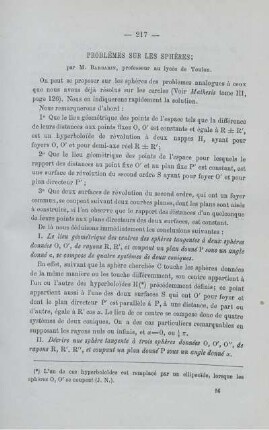 PROBLÉMES SUR LES SPHÈRES.