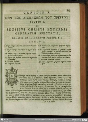 Capitis X. Peri Tōn Aisthēseōn Tu Christu