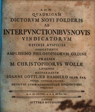 Quadrigam dictorum novi foederis ab interpunctionibus novis vindicatorum