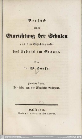 2: Die Lehre von der öffentlichen Erziehung
