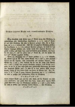 Flächen höheren Grades und transscendente Flächen.