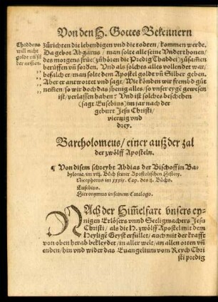 Bartholomeus/ einer auß der zal der zwölff Aposteln.