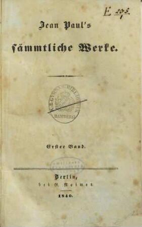 Jean Paul's sämmtliche Werke, 1