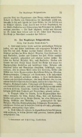 21. der Augsburger Religionsfriede