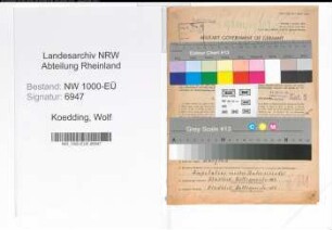Entnazifizierung Wolf Koedding, geb. 04.08.1908 (Staatsanwalt)