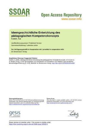 Ideengeschichtliche Entwicklung des pädagogischen Kompetenzkonzepts