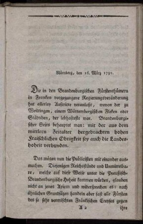 Nürnberg, den 16. März 1792.