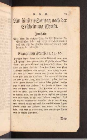 Am fünften Sonntag nach der Erscheinung Christi.