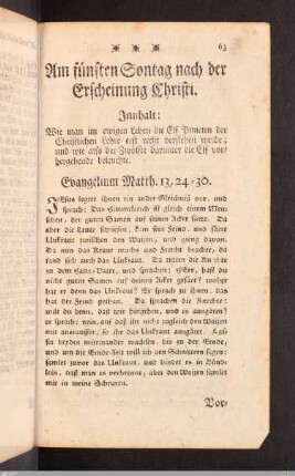 Am fünften Sonntag nach der Erscheinung Christi.