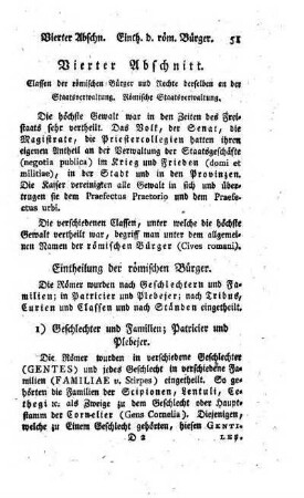 Eintheilung der roemischen Buerger