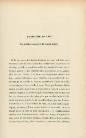 Troisième partie. Les droits d'auteur de la femme mariée