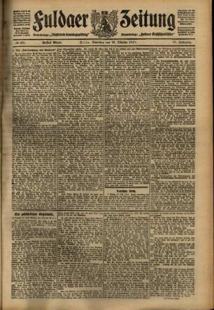 Erste Ausgabe vom Dienstag, den 18. Oktober 1910.