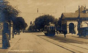 Postkartenalbum mit Motiven von Karlsruhe. "Karlsruhe. Mühlburger Tor"