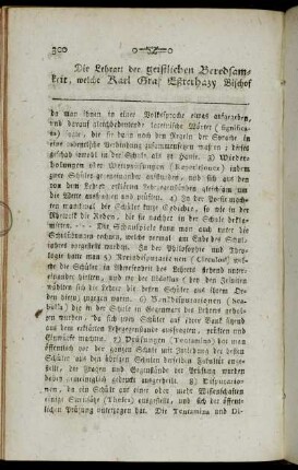 Die Lehrart der geistlichen Beredsamkeit, welche Karl Graf Eßterhazy Bischof