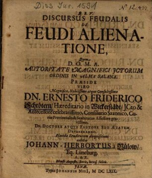 Discursus Feudalis De Feudi Alienatione