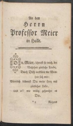 An den Herrn Professor Meier in Halle