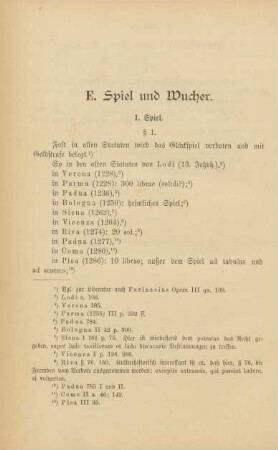 E. Spiel und Wucher