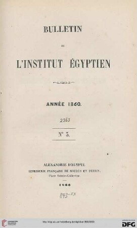 3: Bulletin de l'Institut Egyptien