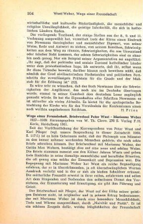 104-105 [Rezension] Wust, Peter, Wege einer Freundschaft