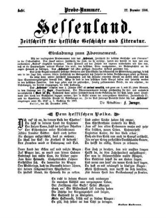 Probe-Nummer, 22. Dezember 1886