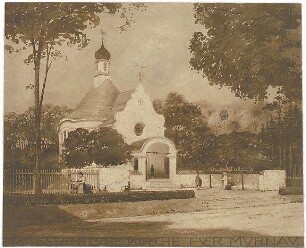 Bestelmeyer, German; Murnau am Staffelsee (Bayern); Ev. Kirche und Pfarrhaus - Außenansicht (Perspektive)