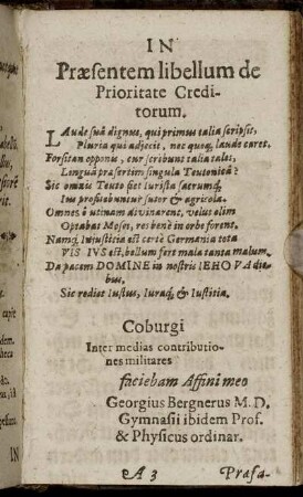 In Præsentem libellum de Prioritate Creditorum.