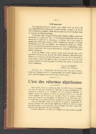 L'ère des réformes algériennes.