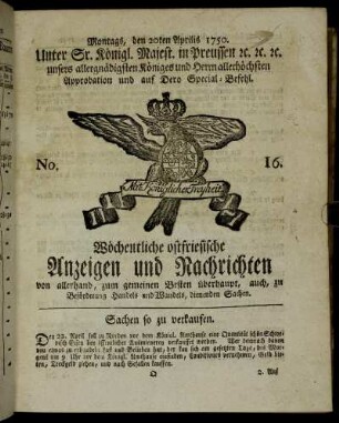 No. 16. Montags, den 20ten Aprilis 1750.