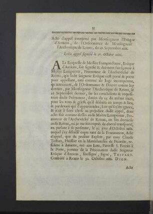 ...M. l`Evêque d`Amiens, de l`Ordonnance de M. l`Archevêque Duc de Reims, du 26. Septembre 1686.