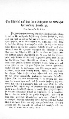 Ein Rückblick auf das letzte Jahrzehnt der kirchlichen Entwicklung Hamburgs.