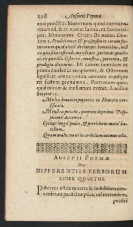 Ausonii Popmae De Differentiis Verborum Liber Quartus