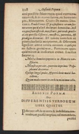 Ausonii Popmae De Differentiis Verborum Liber Quartus