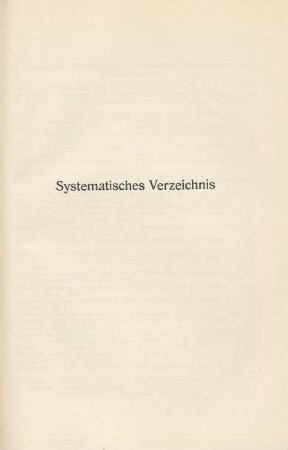 Systematisches Verzeichnis