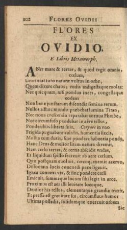 Flores Ex Ovidio. E Libris Metamorph