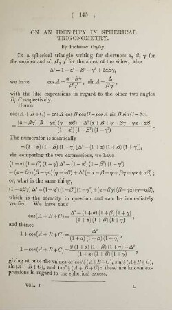 On an identity in spherical trigonometry.
