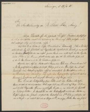 Brief an B. Schott's Söhne : 29.06.1905