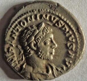 Römische Münze, Nominal Denar, Prägeherr Elagabal, Prägeort Rom, Original