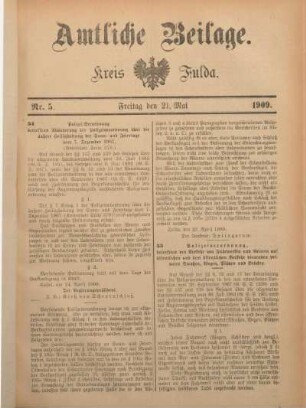 5: Beilage vom Freitag, 21. Mai 1909