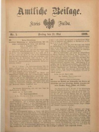 5: Beilage vom Freitag, 21. Mai 1909