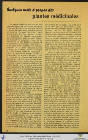 Quelques mots à propos des plantes médicinales.