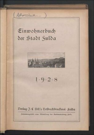 1928: Einwohnerbuch der Stadt Fulda