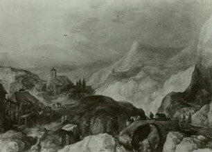 Berglandschaft mit Wassermühle