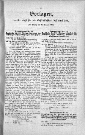 Vorlagen welche nicht für die Oeffentlichkeit bestimmt sind., 23. Januar 1901