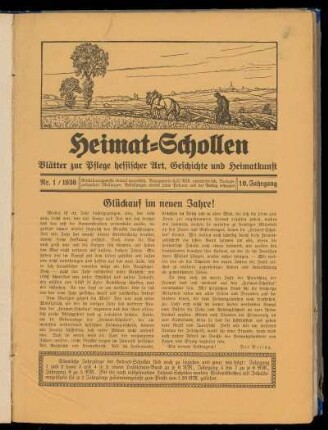Heimat-Schollen 10. Jahrgang, Nr. 1, 1930